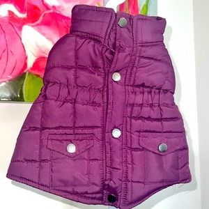 Ellen Tracy Purple Puffer Pet Dog Jacket Coat Size XS
